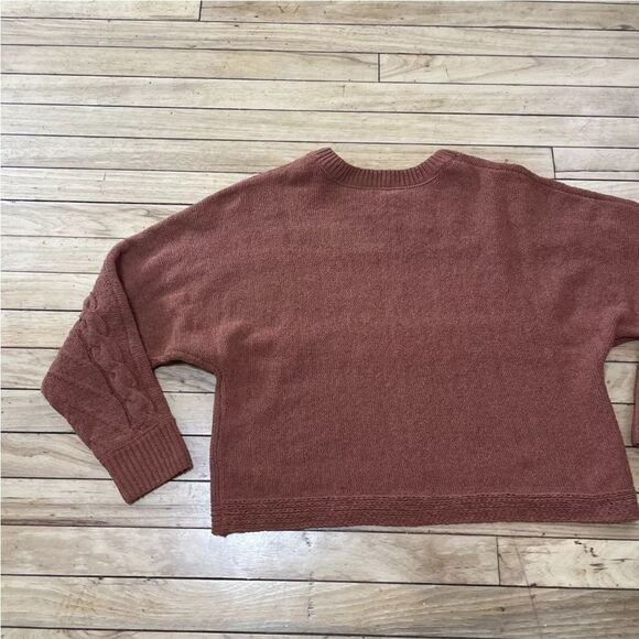 FULL TILT Brown Sweater Womens M Soft Horizontal Cable Knit Crop Pullover Crew - Picture 14 of 16